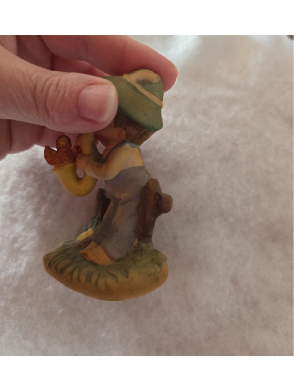 Napco Tiny Tots Porcelain Figurine Boy Playing Saxophone with Red Bird # 176 - Picture 6 of 6